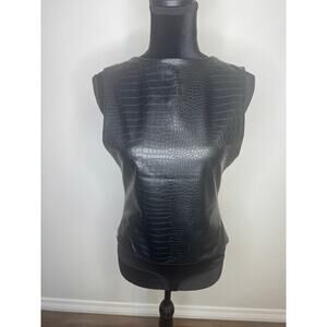 Express Crocodile Embossed Black Thong Women’s Large Bodysuit.